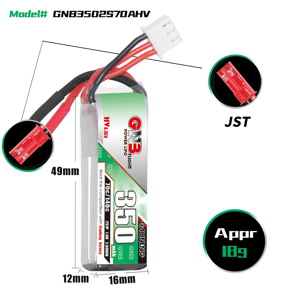 GAONENG GNB 2S 7.6V 350mAh 70C - Rc Helicopter Battery ulasan dan harga